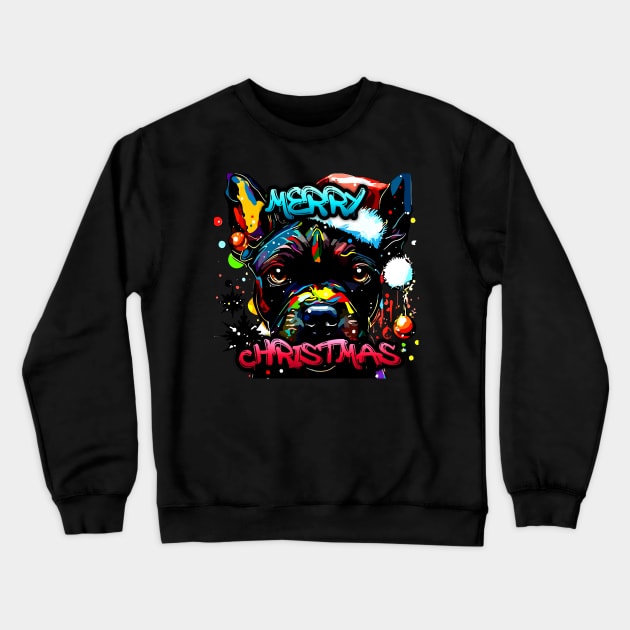 Merry Christmas Pitbull - Christmas Graphic Graffiti Art - Holiday Gift Crewneck Sweatshirt by MaystarUniverse